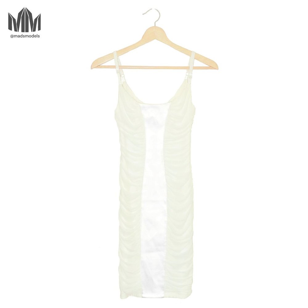 bebe | White Cream Ruched Formal Dress